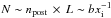 \hbox{$N\sim n_\mathrm{post}\,\times\, L \sim b x_{\rm i}^{-1}$}