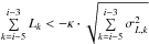 \hbox{$\sum\limits_{k=i-5}^{i-3} L_k < -\kappa \cdot \sqrt{\sum\limits_{k=i-5}^{i-3} \sigma_{L,k}^2}$}