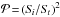 \hbox{$\mathcal{P}\!=\!({S}_{\!i}/{S}_{\!t})^2$}