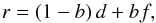\begin{equation} r = (1-b)\,d + b f, \end{equation}