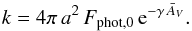\appendix \setcounter{section}{1} \begin{equation} k = 4\pi\,a^2\,\sub{F}{phot,0}\,\ee{-\gamma\,\sub{\bar{A}}{\it V}}. \end{equation}