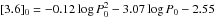 \hbox{$[3.6]_0=-0.12 \log{P_0^2}-3.07 \log{P_0}-2.55$}