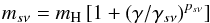\appendix \setcounter{section}{1} \begin{eqnarray} m_{s\nu}=\mH\,[1+(\gamma/\gamma_{s\nu})^{p_{s\nu}}] \end{eqnarray}