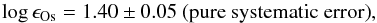 \begin{eqnarray*} \log\epsilon_{\mathrm{Os}}=1.40\pm0.05\ \mathrm{(pure\ systematic\ error)}, \end{eqnarray*}