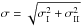\hbox{$\sigma = \sqrt {\sigma_{\rm I}^{2} + \sigma_{\rm II}^{2}}$}