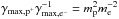 \hbox{$\gamma_{\rm max,p^+}\gamma_{\rm max,e^-}^{-1} = m_{\rm p}^2m_{\rm e}^{-2}$}