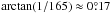 \hbox{$\arctan(1/165) \approx 0\fdg17$}