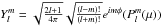 \hbox{$Y_l^m = \sqrt {\frac{{2l + 1}}{{4\pi }}} \sqrt {\frac{{(l - m)!}}{{(l + m)!}}} {e^{im\phi }}( {P_l^m( \mu )} )$}