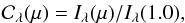\begin{eqnarray} \label{eq:clvdef} {\cal C}_\lambda(\mu)=I_\lambda(\mu)/I_\lambda(1.0), \end{eqnarray}