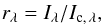 \begin{eqnarray} \label{eq:restint} r_\lambda=I_\lambda/I_{{\rm c},\, \lambda}, \end{eqnarray}