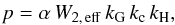 \begin{eqnarray} \label{eq:pfact} p=\alpha\,W_{2,\,{\rm eff}}\,k_{\rm G}\,k_{\rm c}\,k_{\rm H}, \end{eqnarray}