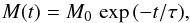 \begin{equation} M(t)=M_0\, \exp{(-t/\tau)}, \label{eq:Voyatzis} \end{equation}