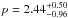 \hbox{$p=2.44^{+0.50}_{-0.96}$}