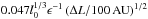 \hbox{$n_{\rm e} = 97 \, l_0^{1/3} \epsilon^{-1} \left( \Delta L/100\,{\rm AU} \right)^{-1/2} \, {\rm cm}^{-3}$}