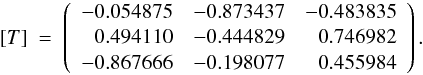 \appendix \setcounter{section}{2} \begin{eqnarray} \label{Galcoord2} \begin{array}{lcc} \cos l \cos b = x_{\mathrm{g}} \\ \sin l \cos b = y_{\mathrm{g}} & \textrm{~with~} & 0^\circ~\le~l~<~360^\circ \\ \sin b = z_{\mathrm{g}} & \textrm{~with~} & -90^\circ~\le~b~\le~90^\circ .\\ \end{array} \end{eqnarray}