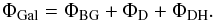\begin{eqnarray} \label{poten} \Phi_{\rm Gal}= \Phi_{\rm BG}+\Phi_{\rm D}+\Phi_{\rm DH}. \end{eqnarray}