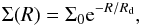 \begin{eqnarray} \label{sigma} \Sigma(R) = \Sigma_0 {\rm e}^{-R/R_{\rm d}}, \end{eqnarray}
