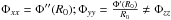 \hbox{$\Phi_{xx}=\Phi''(R_0); \Phi_{yy}=\frac{\Phi'(R_0)}{R_0}\ne\Phi_{zz}$}