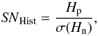 \appendix \setcounter{section}{1} \begin{equation} {\it SN}_{\rm Hist} = \frac{H_{\rm p}}{\sigma(H_{\rm n})}, \end{equation}