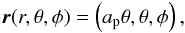 \begin{eqnarray} {\vec r}(r,\theta,\phi) = \left(a_{\rm p} \theta, \theta, \phi \right), \label{Eq:spiral} \end{eqnarray}