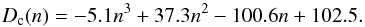 \appendix \setcounter{section}{1} \begin{equation} D_{\rm c}(n) = -5.1 n^3 + 37.3 n^2 - 100.6 n + 102.5. \end{equation}