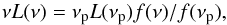 \begin{equation} \nu L(\nu) = \nu_{\rm p} L(\nu_{\rm p}) f(\nu)/f(\nu_{\rm p}), \end{equation}