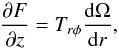 \begin{equation} \frac{\partial F}{\partial z} = T_{r \phi} {{\rm d} \Omega \over {\rm d} r} \label{flux}, \end{equation}