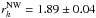 \hbox{$r^{\rm NW}_{h}=1.89 \pm 0.04$}