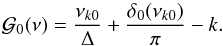 \begin{equation} {\cal G}_0(\nu) ={\nu_{k0}\over\Delta} + {\delta_0(\nu_{k0})\over\pi} - k. \end{equation}