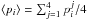Mathematical equation: \hbox{$\langle p_{i} \rangle = \sum_{j=1}^{4}p_{i}^{j}/4$}
