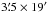 Mathematical equation: \hbox{$3\farcm 5\times 19^\prime$}