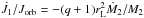 Mathematical equation: \hbox{$\dot{J}_{\mathrm{1}}/J_{\mathrm{orb}}=-(q+1)r_{\mathrm{L}}^{2}\dot{M}_{\mathrm{2}}/M_{\mathrm{2}}$}