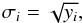 Mathematical equation: \begin{equation} \label{err} \sigma_i=\sqrt{y_i}, \end{equation}