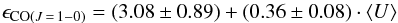 Mathematical equation: \begin{equation} \displaystyle{\emico=(3.08\pm0.89)+(0.36\pm0.08)\cdot\langle U\rangle} \label{emico_uav} \end{equation}