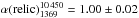 Mathematical equation: \hbox{$\alpha({\rm relic})_{1369}^{10\,450}\geq 1.02\pm 0.02$}
