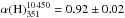 Mathematical equation: \hbox{$\alpha({\rm G})_{351}^{10\,450}=0.97\pm0.04$}