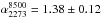 Mathematical equation: \hbox{$\alpha_{2273}^{8500}=1.38 \pm 0.12$}