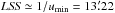 Mathematical equation: \hbox{${\it LSS} \simeq 1/u_{\rm min}=13\farcm22\ $}