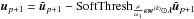Mathematical equation: \hbox{$\vec{u}_{p+1} = \tilde{\vec{u}}_{p+1} - \ST_{\frac{\mu}{\omega_1}\kappa\vec{w}^{(k)}\odot\bm{\lambda}}\tilde{\vec{u}}_{p+1}$}