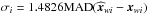 Mathematical equation: \hbox{$\sigma_i = 1.4826\mad(\widehat{\vec{x}}_{wi}-\vec{x}_{wi})$}