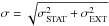 Mathematical equation: \hbox{$\sigma = \sqrt{\sigma_{\rm STAT}^2 + \sigma_{\rm EXT}^2}$}