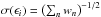 Mathematical equation: \hbox{$\sigma(\epsilon_i) = \left(\sum_nw_n\right)^{-1/2}$}