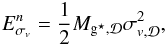 Mathematical equation: \begin{eqnarray} E_{\sigma_v}^n = \frac{1}{2}M_{\sfg,\Disc}\sigma_{v,\Disc}^2, \label{E_vdisp} \end{eqnarray}