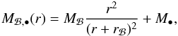 Mathematical equation: \begin{eqnarray} M_{\Bulge,\BH}(r) = M_{\Bulge}\dfrac{r^2}{(r+r_{\Bulge})^2} + M_{\BH}, \label{Vesc_b1} \end{eqnarray}