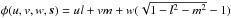 Mathematical equation: \hbox{$\phi(u,v,w,\vec{s})=ul+vm+w(\sqrt{1-l^2-m^2}-1)$}