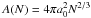 Mathematical equation: \hbox{$A(N)= 4\pi a_{0}^{2} N^{2/3}$}