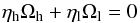 Mathematical equation: \begin{equation} \eta_{\rm h}\Omega_{\rm h} + \eta_{\rm l}\Omega_{\rm l} = 0 \end{equation}