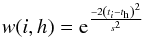 Mathematical equation: \begin{equation} w(i,h)={\rm{e}}^{\frac{-2\left(t_i-t_{\rm h}\right)^2}{s^2}} \end{equation}