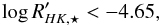 Mathematical equation: \begin{equation} \log{R'_{HK,\star}}<-4.65, \label{eq:Activity5} \end{equation}