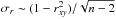 Mathematical equation: \hbox{$\sigma_{r}\sim(1-r_{xy}^2)/\sqrt{n-2}$}
